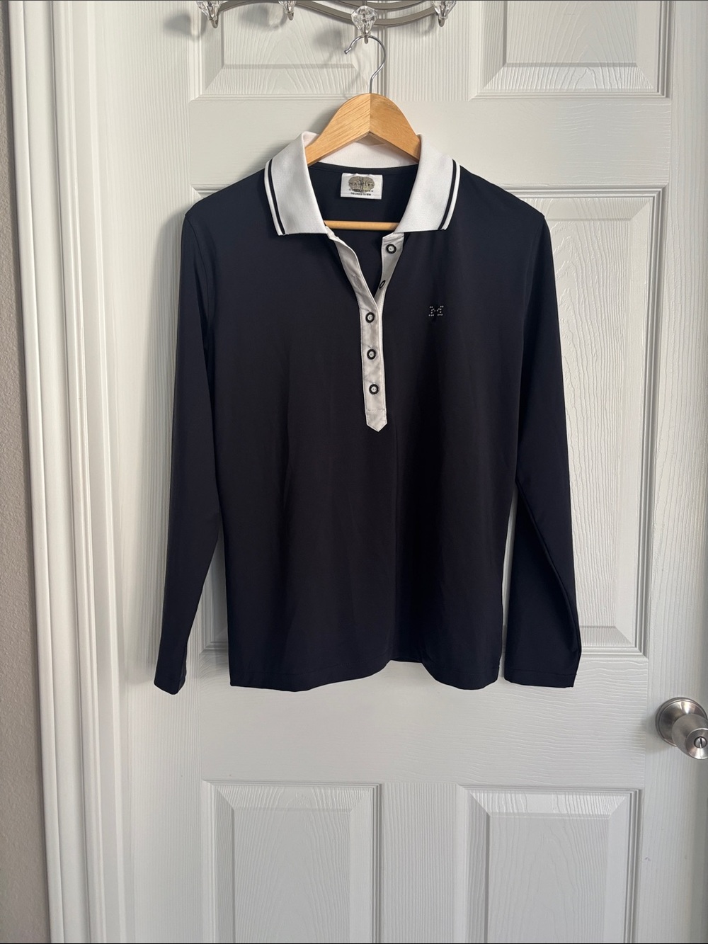 Masters Golf Fashion Alaska Women’s Black Long-Sleeve Polo Shirt Coolmax Size 12